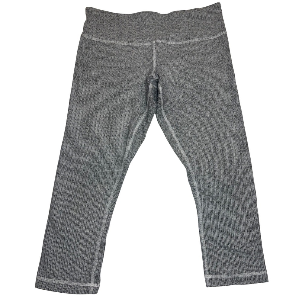 Lululemon Wunder Under Crop Leggings Women's Gray Herringbone Excellent Size 8